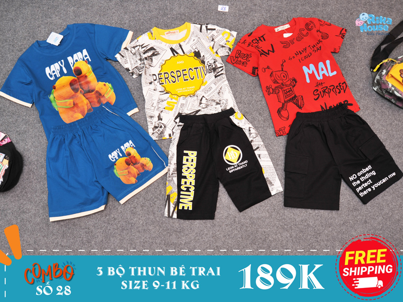 Combo 3 bộ đồ thun bé trai size 2