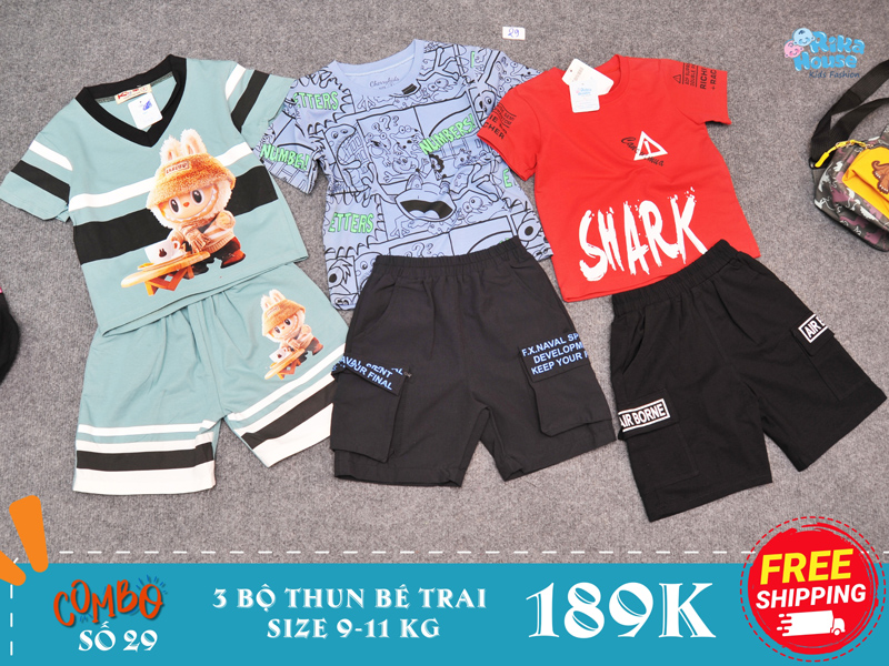 Combo 3 bộ đồ thun bé trai size 2