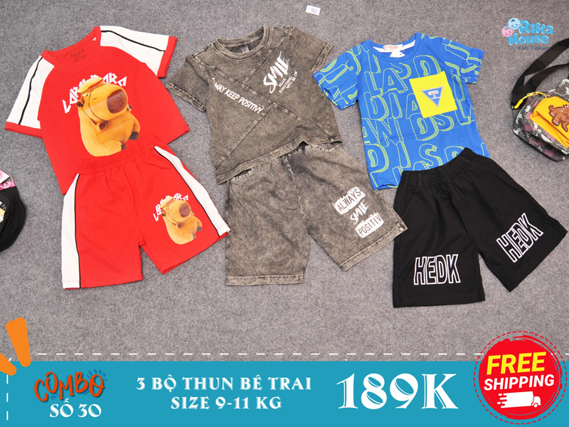 Combo 3 bộ đồ thun bé trai size 2