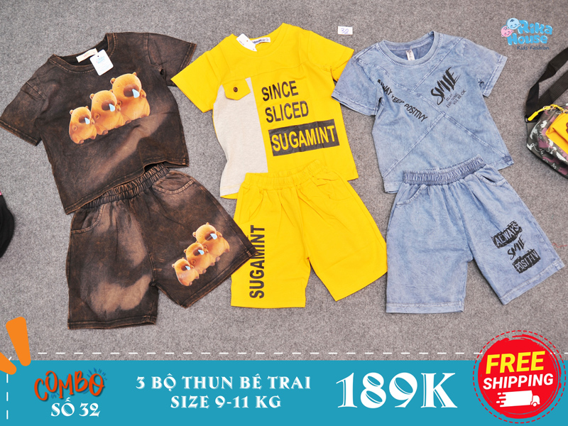 Combo 3 bộ đồ thun bé trai size 2