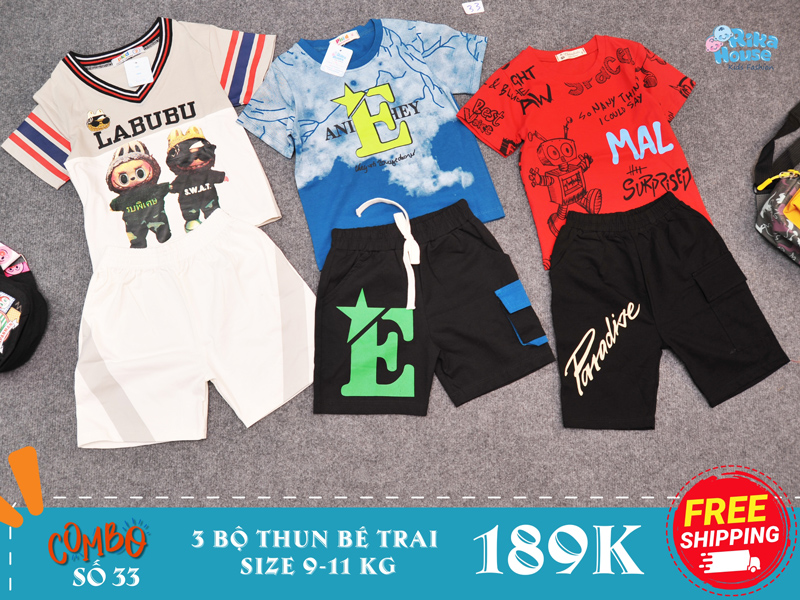 Combo 3 bộ đồ thun bé trai size 2