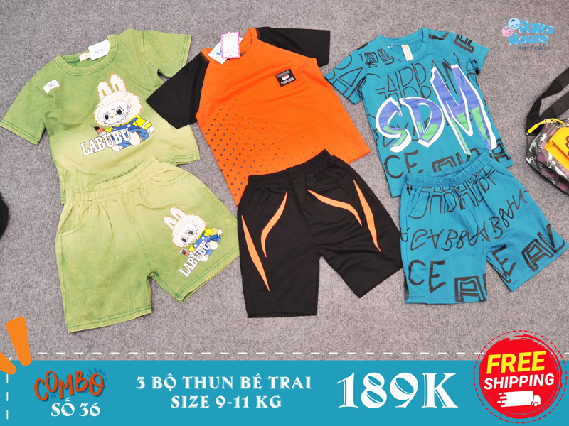 Combo 3 bộ đồ thun bé trai size 2