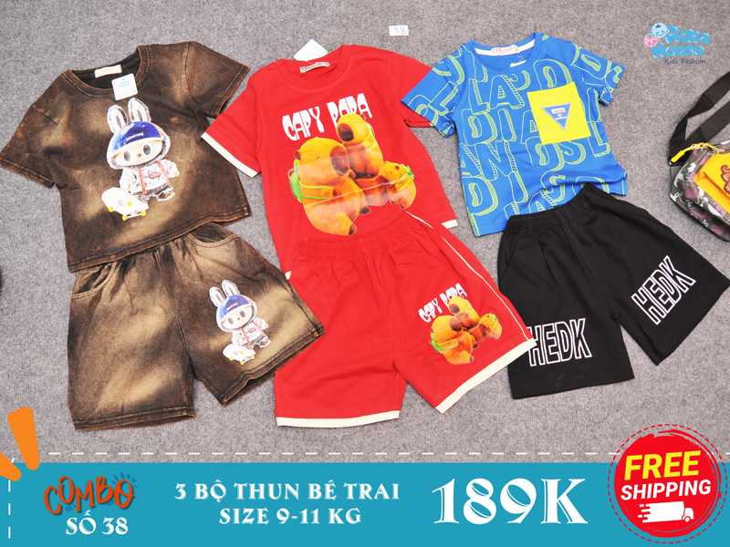 Combo 3 bộ đồ thun bé trai size 2