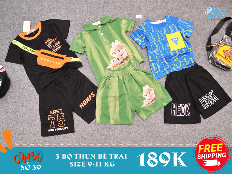 Combo 3 bộ đồ thun bé trai size 2
