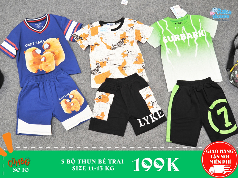 Combo 3 bộ đồ thun bé trai size 3