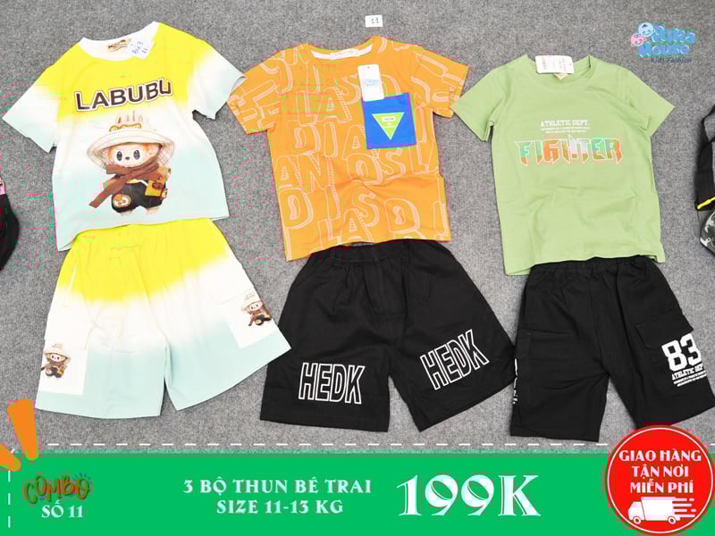 Combo 3 bộ đồ thun bé trai size 3