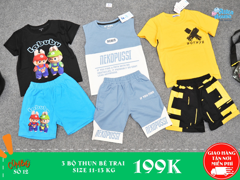 Combo 3 bộ đồ thun bé trai size 3
