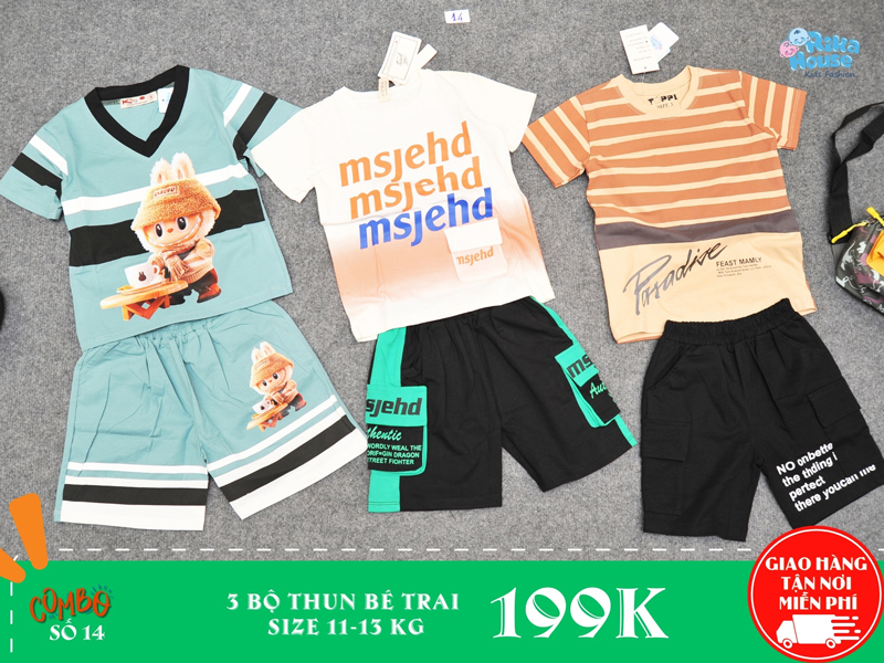 Combo 3 bộ đồ thun bé trai size 3