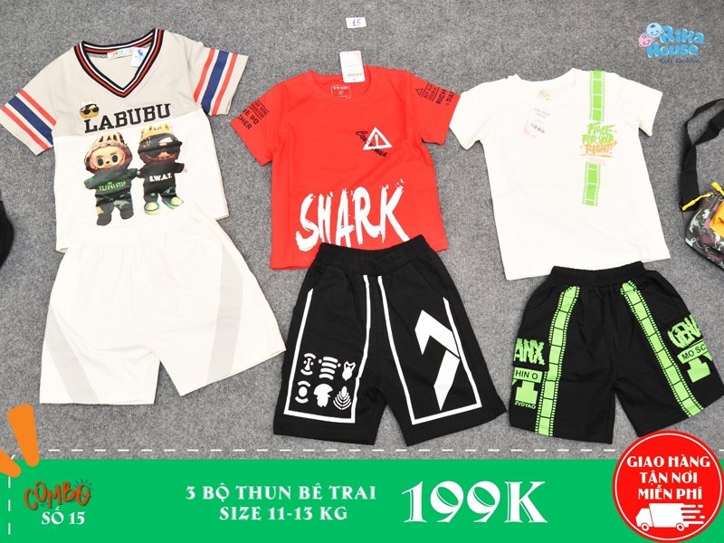 Combo 3 bộ đồ thun bé trai size 3