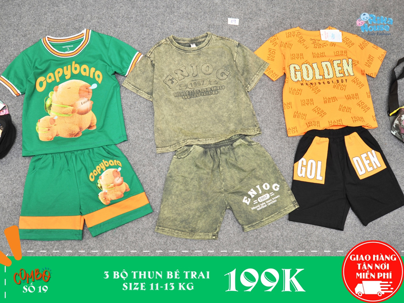 Combo 3 bộ đồ thun bé trai size 3