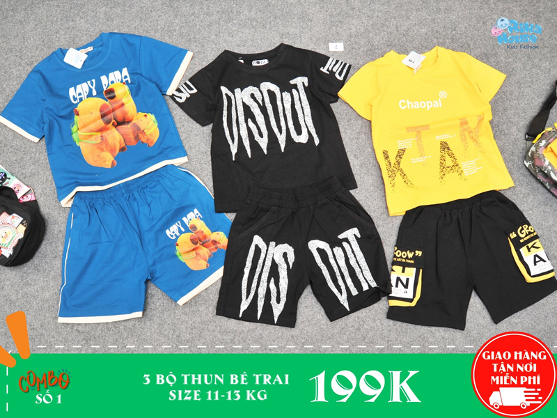 Combo 3 bộ đồ thun bé trai size 3