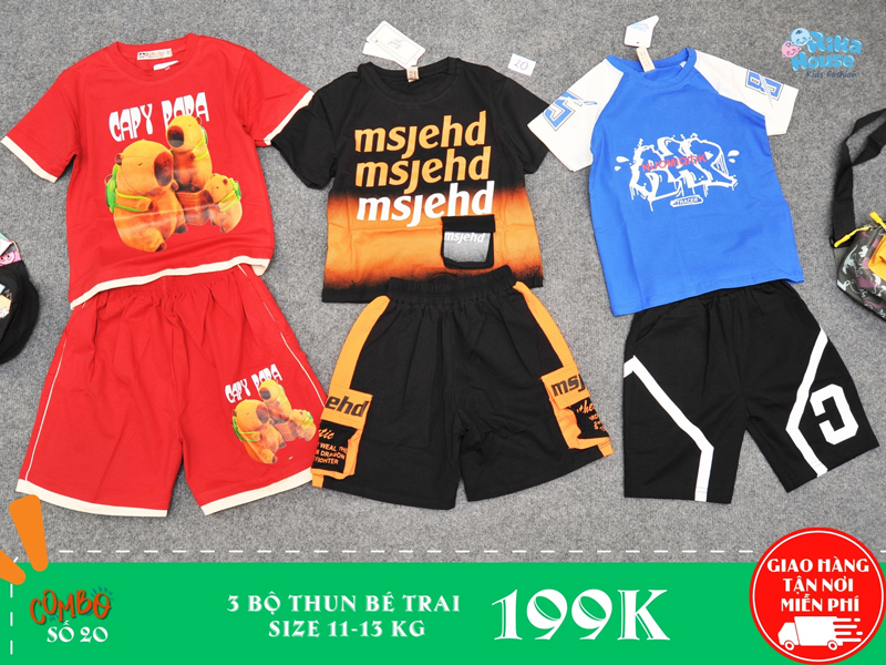 Combo 3 bộ đồ thun bé trai size 3