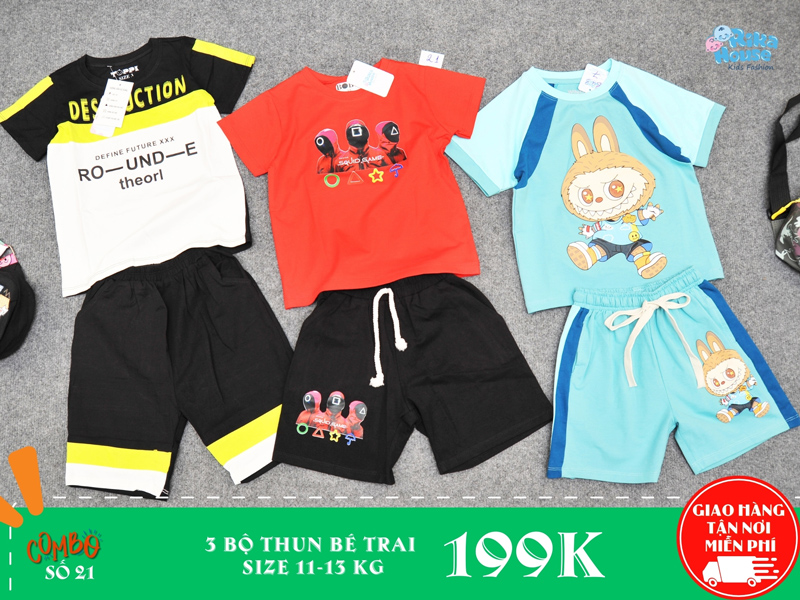 Combo 3 bộ đồ thun bé trai size 3