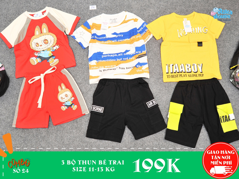 Combo 3 bộ đồ thun bé trai size 3