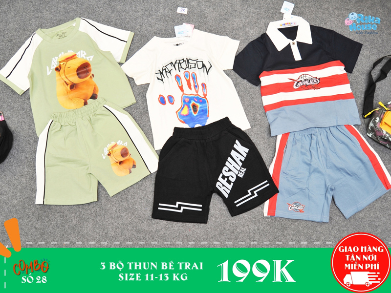 Combo 3 bộ đồ thun bé trai size 3