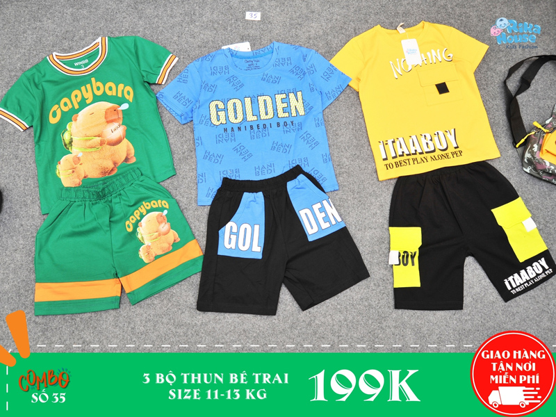 Combo 3 bộ đồ thun bé trai size 3