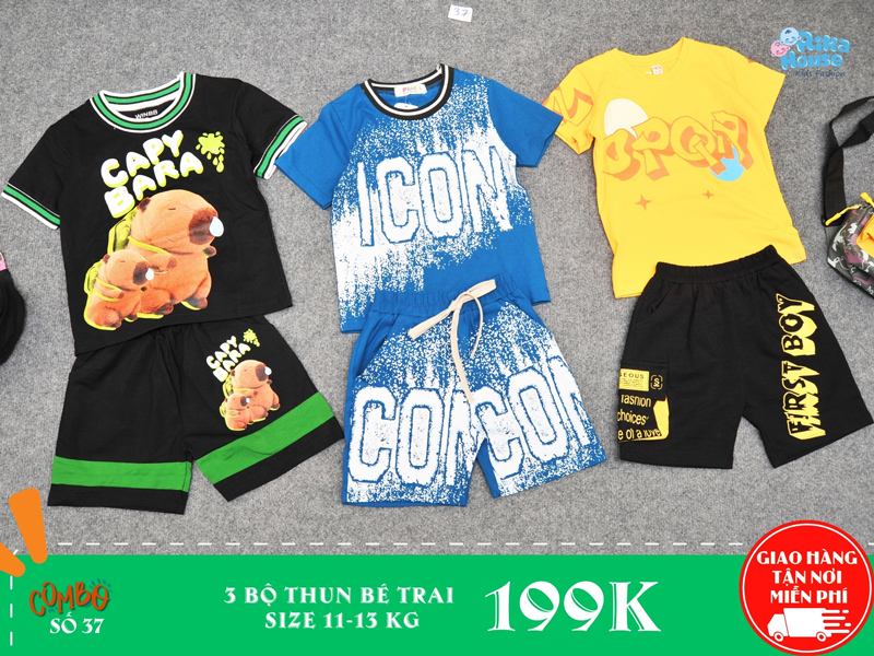 Combo 3 bộ đồ thun bé trai size 3