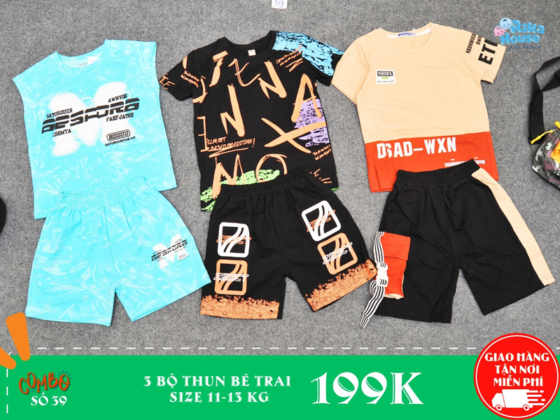 Combo 3 bộ đồ thun bé trai size 3