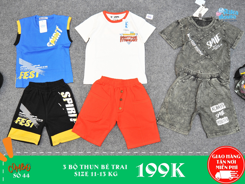 Combo 3 bộ đồ thun bé trai size 3