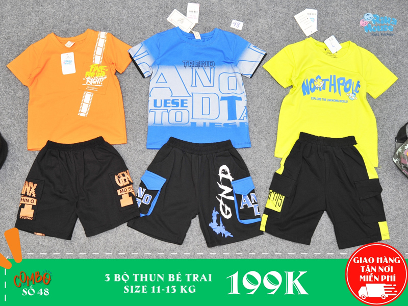 Combo 3 bộ đồ thun bé trai size 3