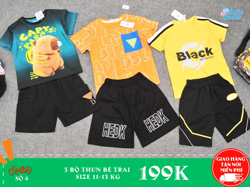 Combo 3 bộ đồ thun bé trai size 3