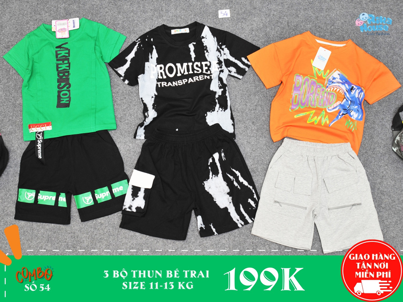 Combo 3 bộ đồ thun bé trai size 3
