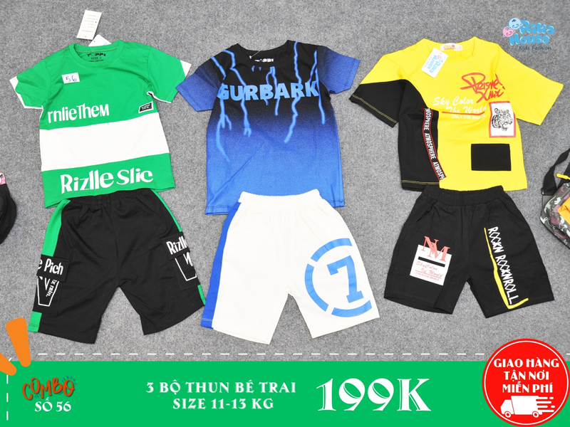 Combo 3 bộ đồ thun bé trai size 3
