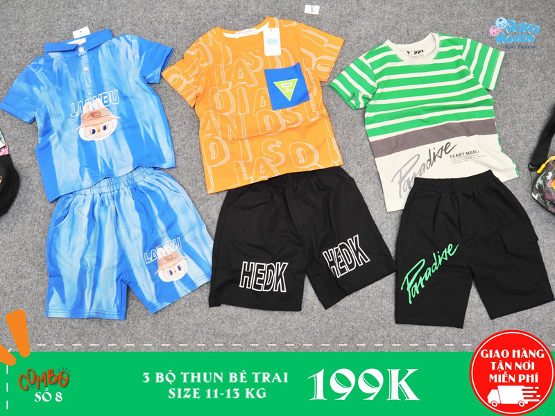Combo 3 bộ đồ thun bé trai size 3