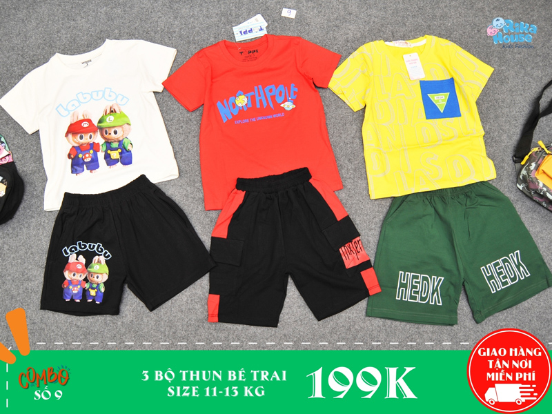 Combo 3 bộ đồ thun bé trai size 3