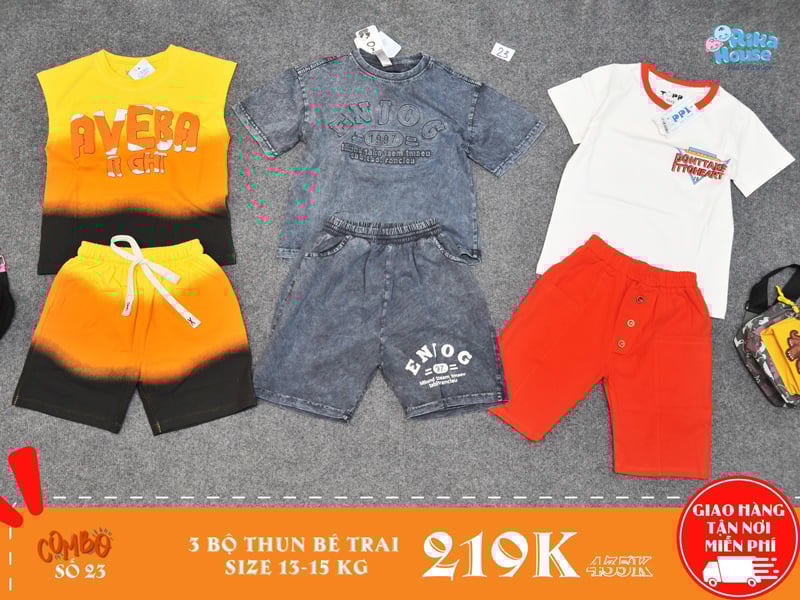 Combo 3 bộ đồ thun bé trai size 4