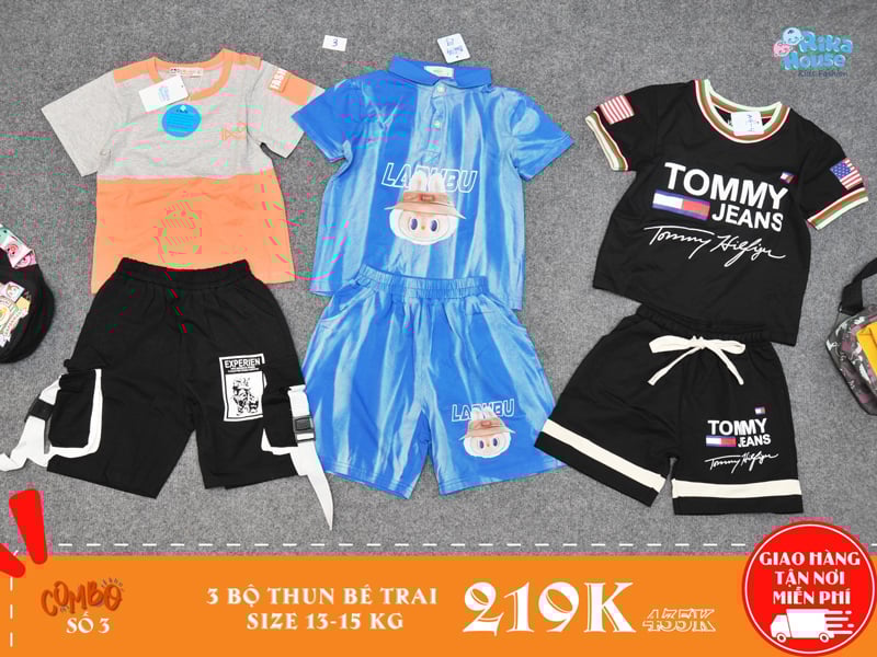 Combo 3 bộ đồ thun bé trai size 4