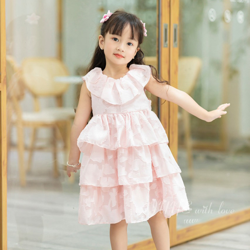 Đầm 3 tầng hoa nổi