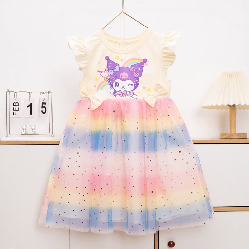Đầm bé gái cầu vồng Kuromi