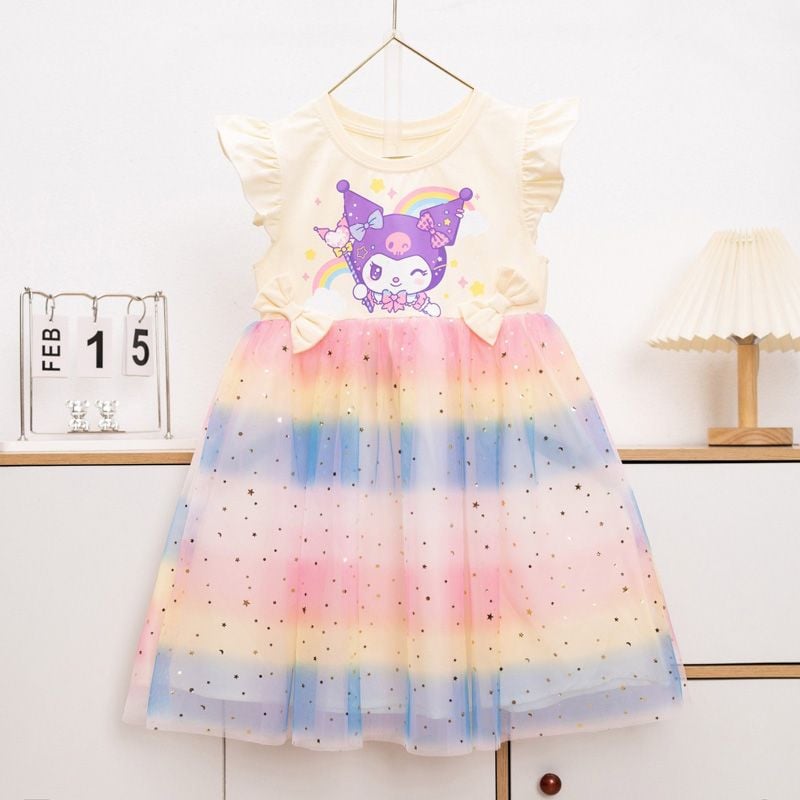 Đầm bé gái cầu vồng Kuromi