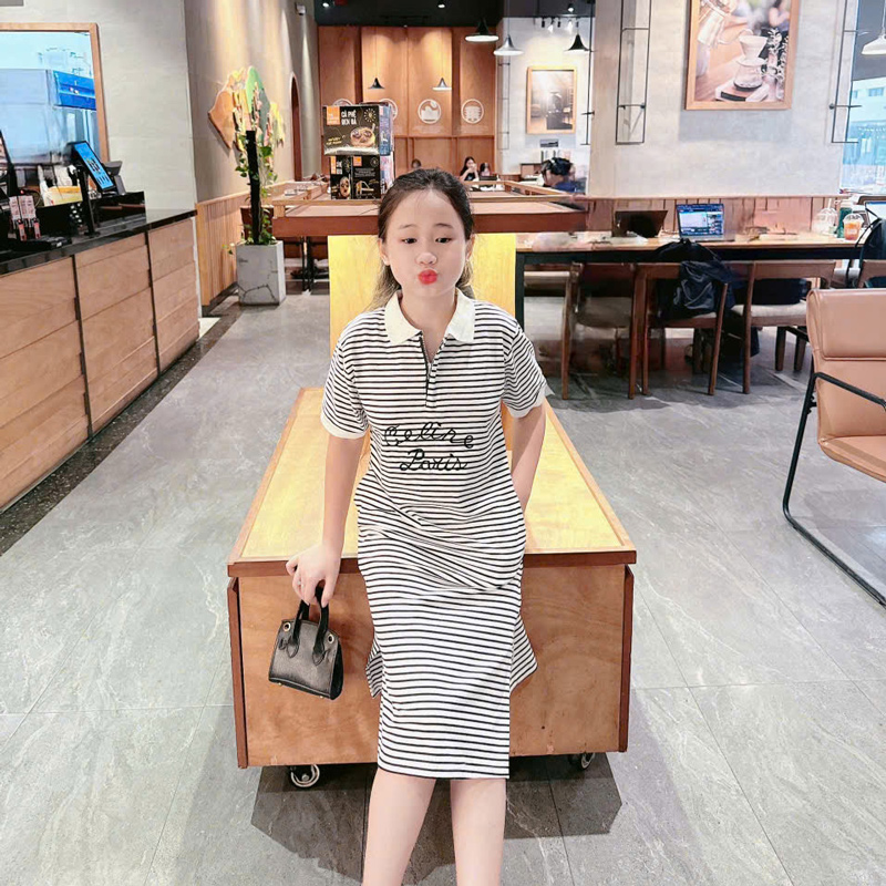 Đầm bé gái sọc cổ Celine