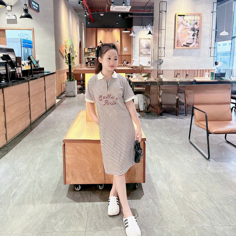 Đầm bé gái sọc cổ Celine