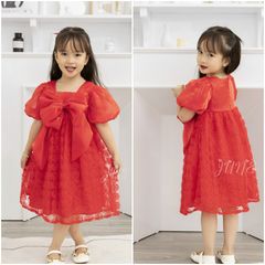 Đầm hoa hồng phối nơ