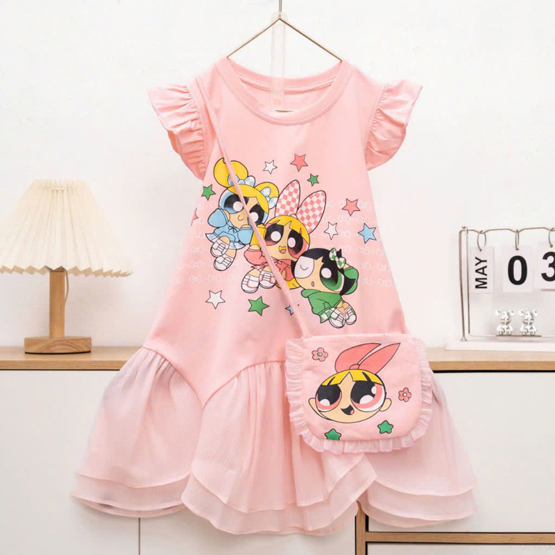 Đầm bé gái Powerpuff Girls túi