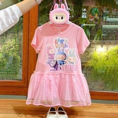 Đầm bé gái Labubu Lazy túi