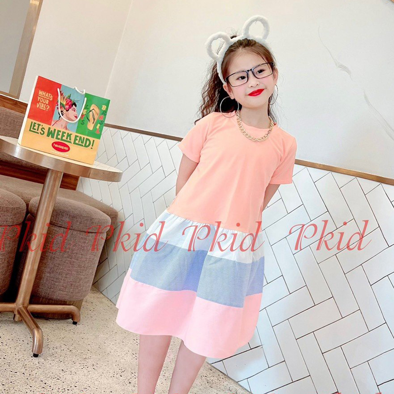 Đầm bé gái phối màu