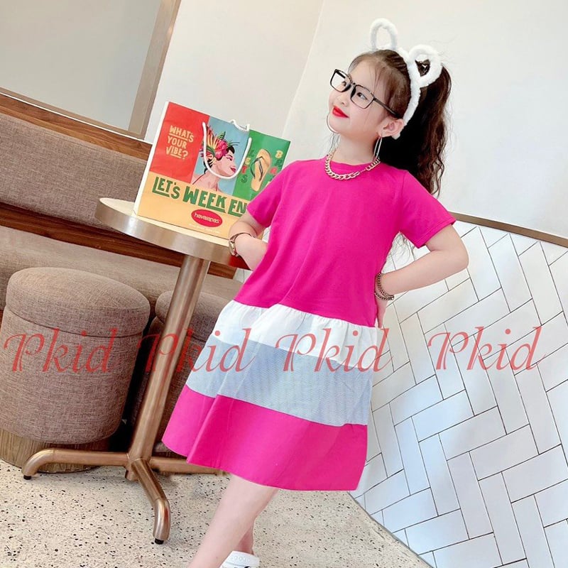 Đầm bé gái phối màu