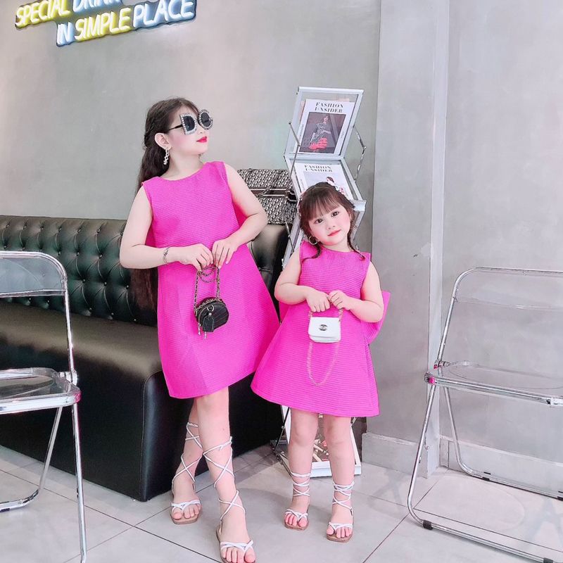 Đầm bé gái xốp đính nơ