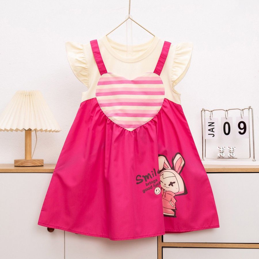 Đầm yếm bé gái tim thỏ