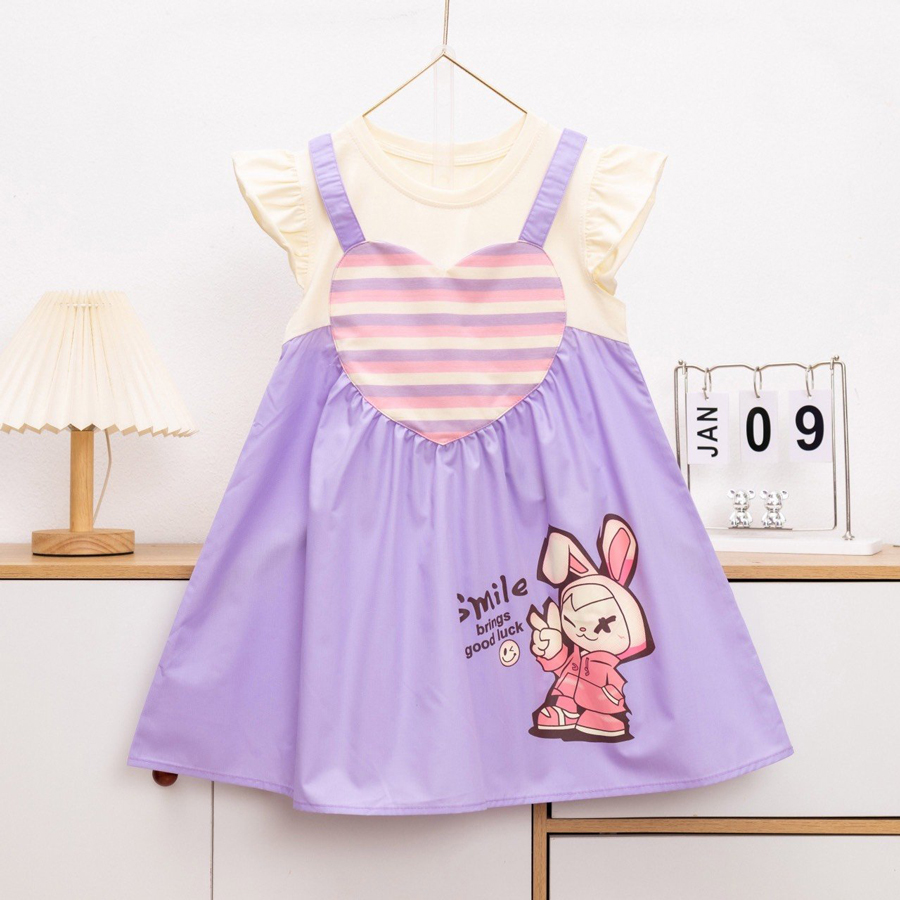 Đầm yếm bé gái tim thỏ