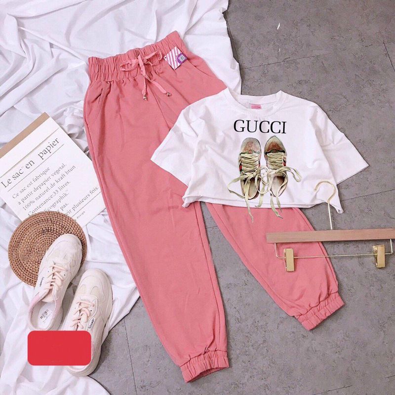 Bộ thun croptop gucci giày