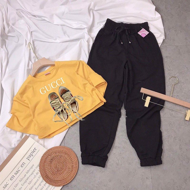 Bộ thun croptop gucci giày