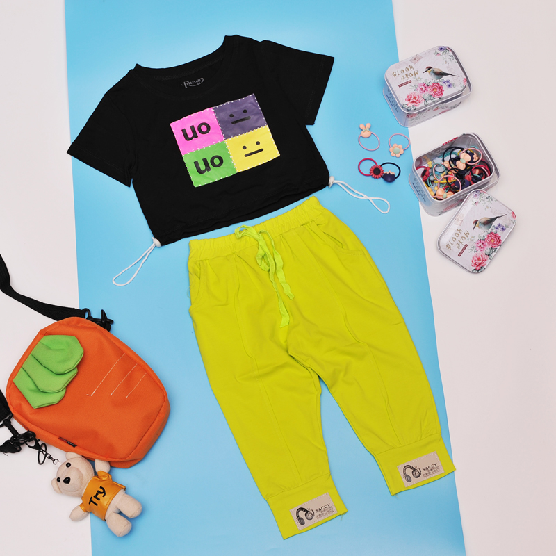 Bộ croptop ô vuông bé gái