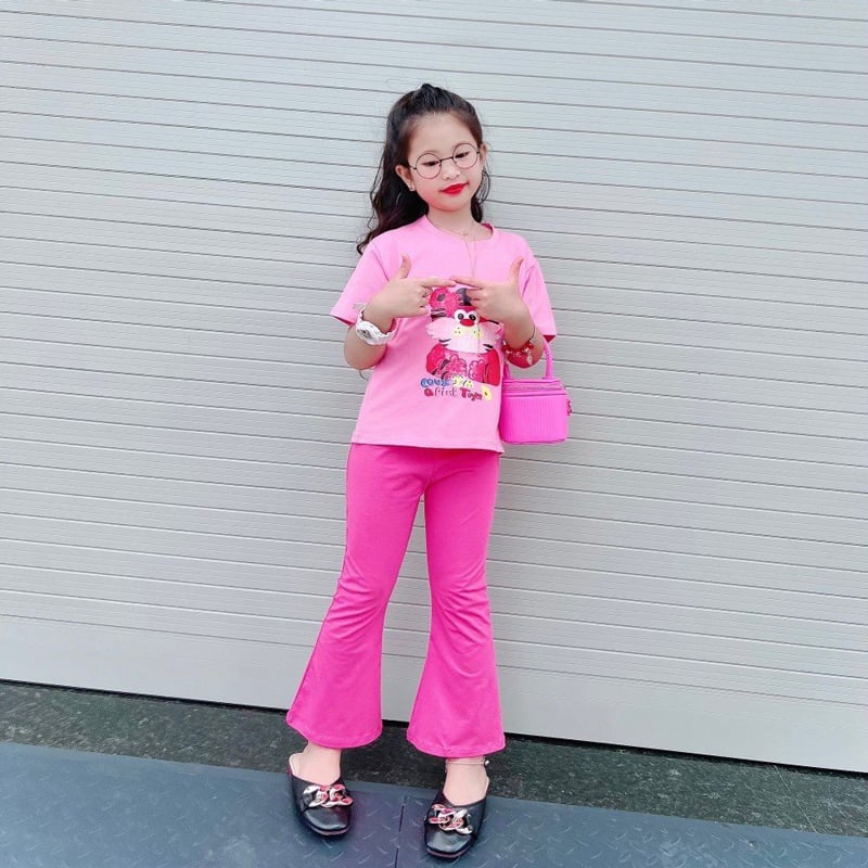 Bộ thun quần loe hình mèo
