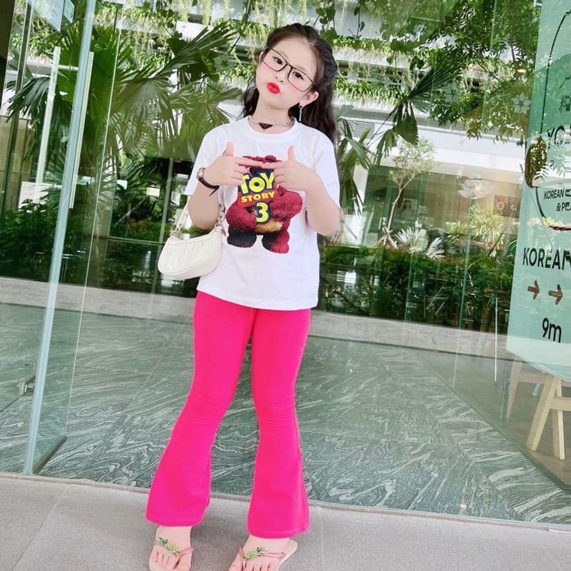 Bộ thun quần loe hình gấu