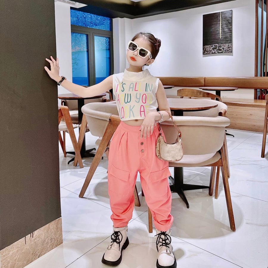 Set baggy croptop cổ lọ